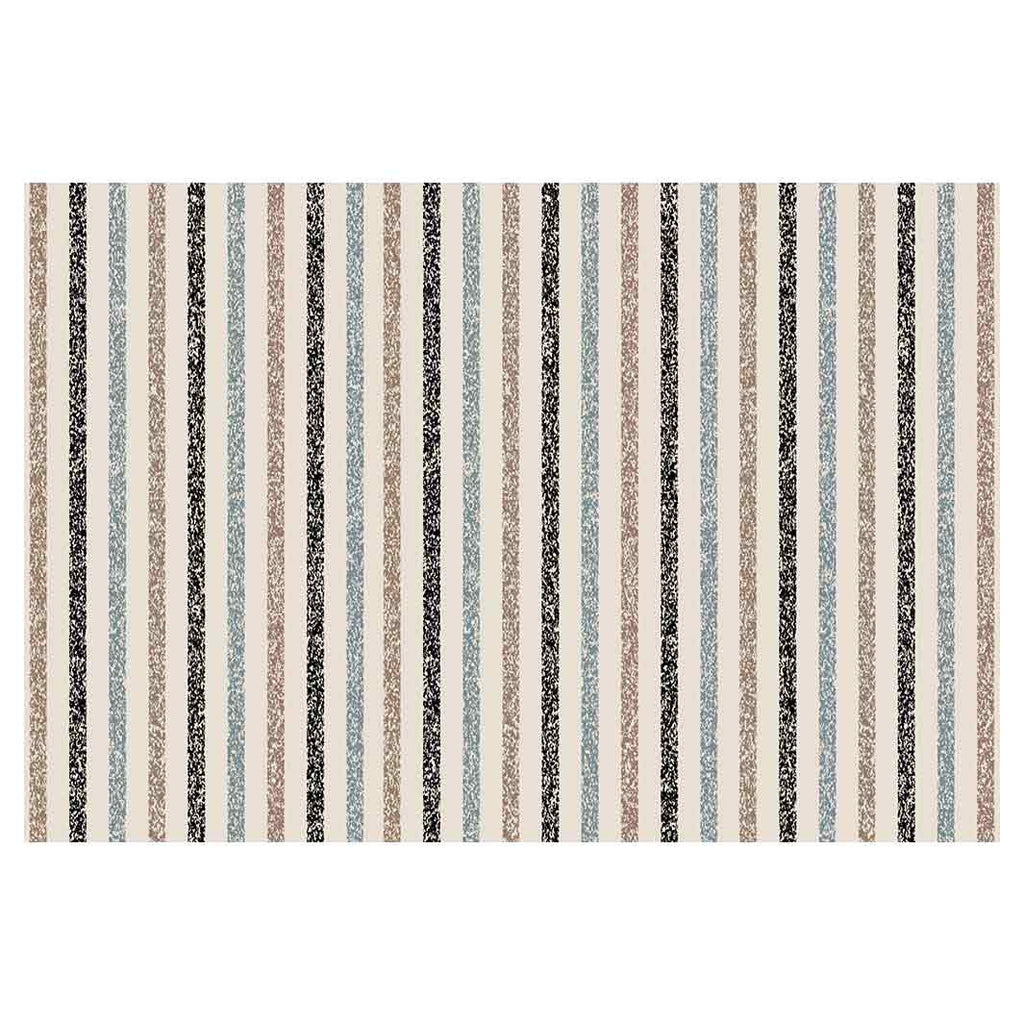 CONTEMPORARY BLUE BEIGE TONES LINES RECTANGULAR RUG