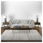 CONTEMPORARY GREY LIGHT TRIBAL RECTANGULAR RUG