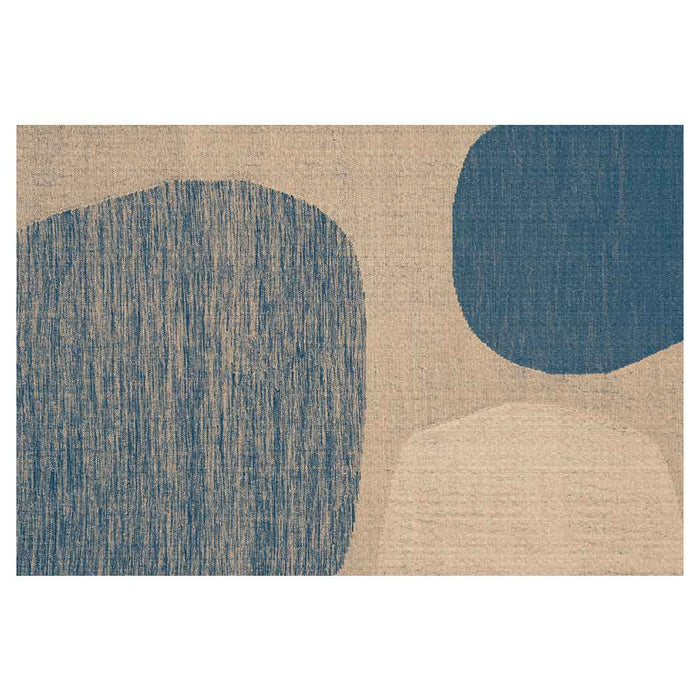 CONTEMPORARY BLUE ABSTRACT ROUND RECTANGULAR RUG
