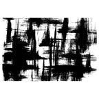 MODERN BLACK INK BRUSH STROKES RECTANGULAR RUG