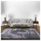 MODERN GREY INK BRUSH CROSS PATTERN RECTANGULAR RUG
