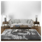 MODERN BLACK INK BRUSH CROSS PATTERN RECTANGULAR RUG