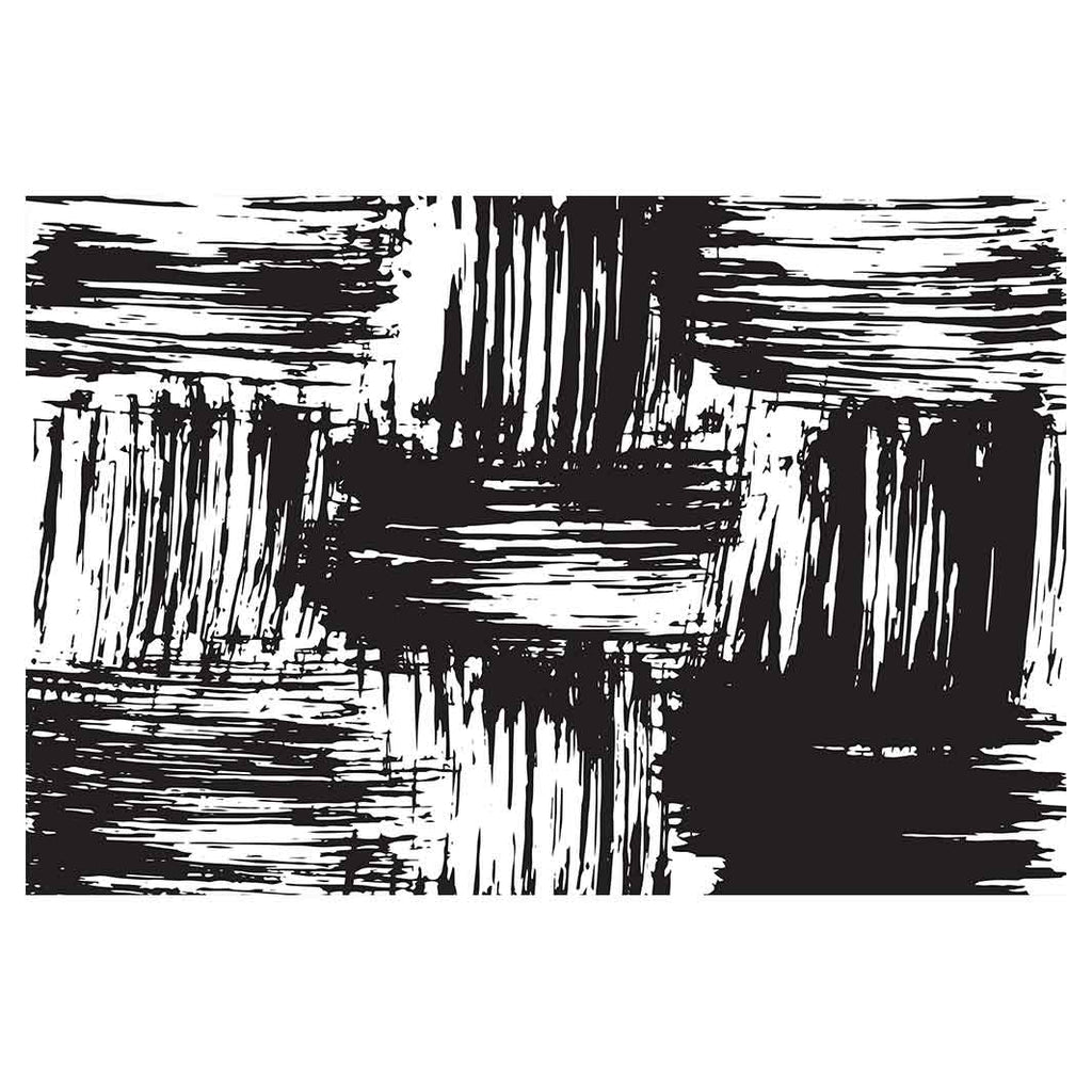 MODERN BLACK INK BRUSH CROSS PATTERN RECTANGULAR RUG