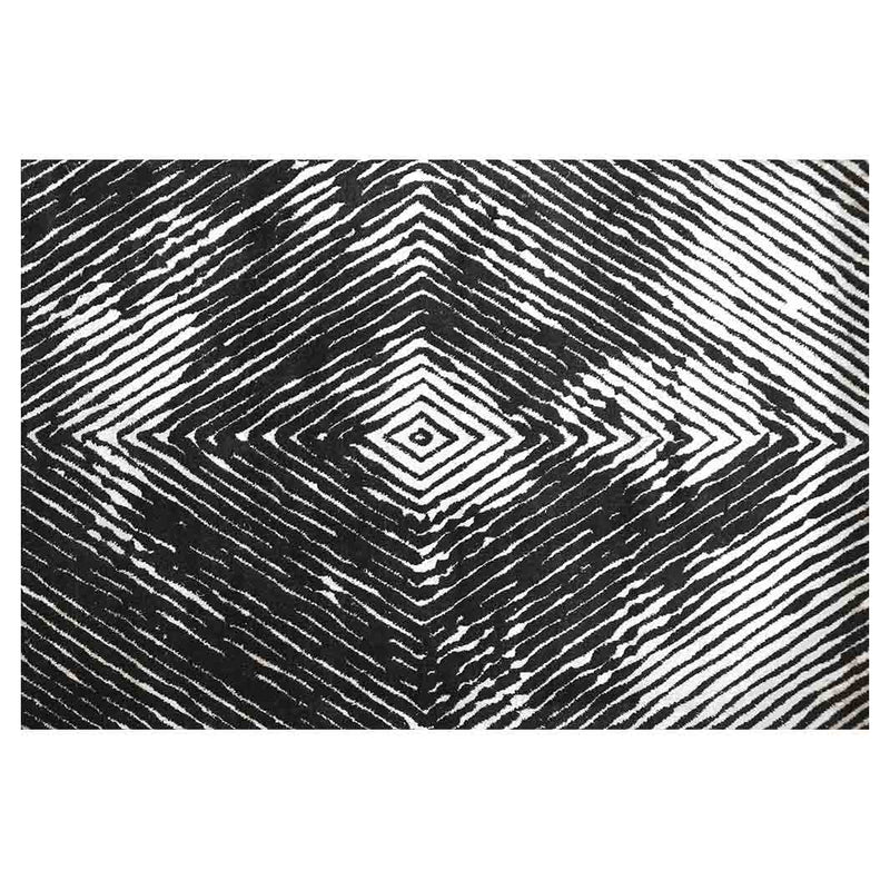 MODERN BLACK MONA LISA DIAMOND ABSTRACT RECTANGULAR RUG