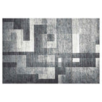 MODERN CHARCOAL GEOMETRIC BLOCKS RECTANGULAR RUG