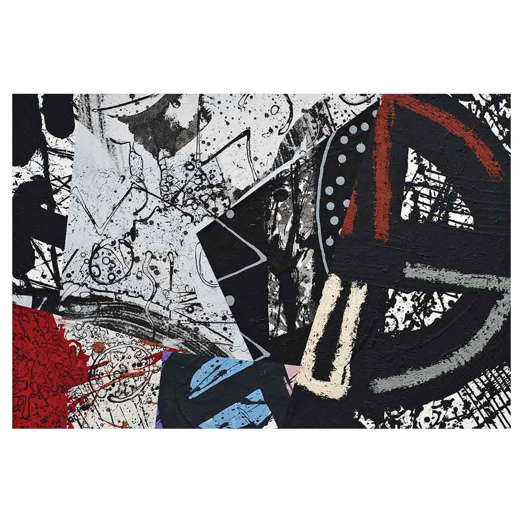 MODERN BLACK AND RED GRAFFITI ART RECTANGULAR RUG