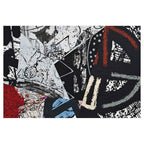 MODERN BLACK AND RED GRAFFITI ART RECTANGULAR RUG