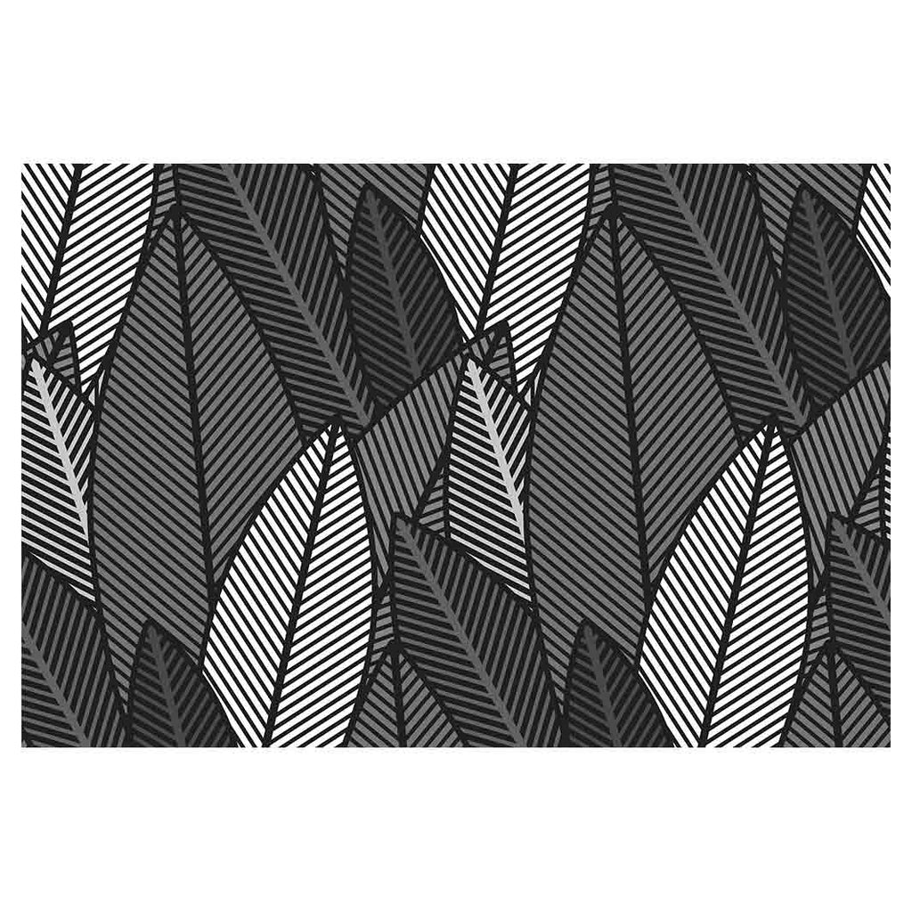 MODERN GREY STYLIZED LEAF PATTERN RECTANGULAR RUG