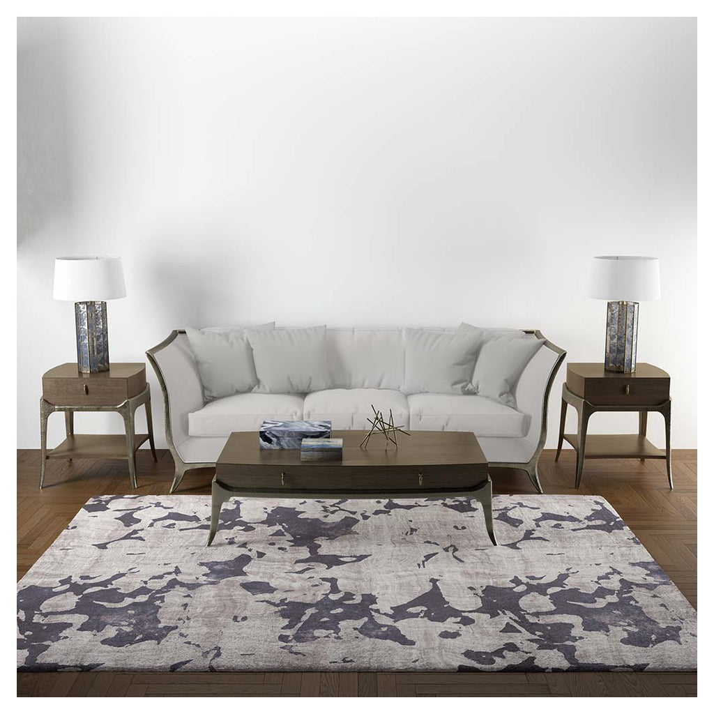 MODERN PURPLE ABSTRACT PAINT PATTERN RECTANGULAR RUG