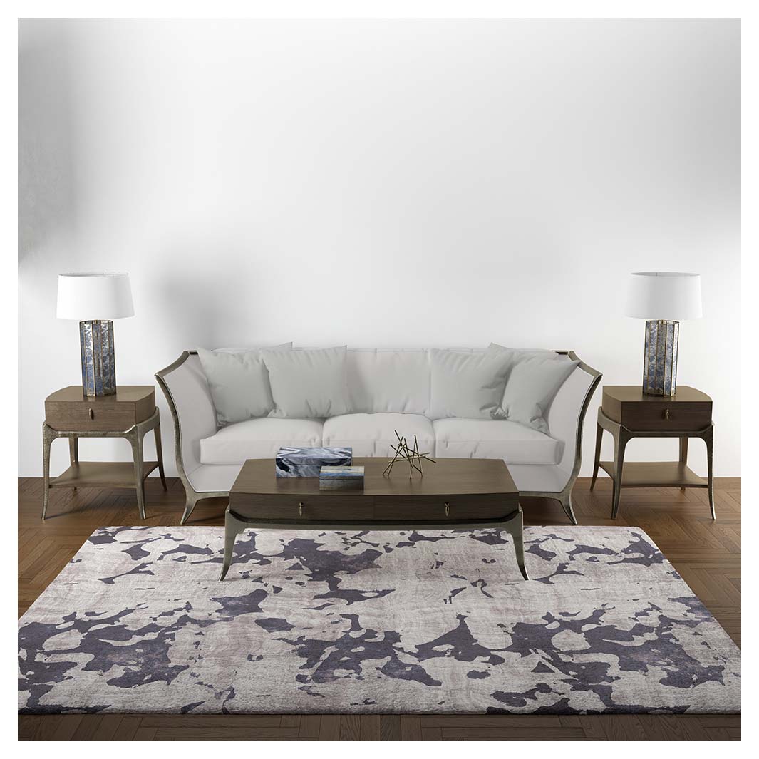 MODERN PURPLE ABSTRACT PAINT PATTERN RECTANGULAR RUG