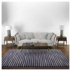 MODERN NAVY BOLD STRIPES RECTANGULAR RUG