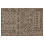 MODERN BROWN VINTAGE TRIBAL BLOCK PATTERN RECTANGULAR RUG