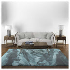 MODERN SKY BLUE BRUSH STROKES RECTANGULAR RUG