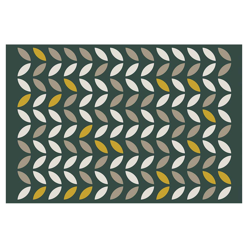 MODERN GREEN MINIMALISTIC SHAPE PATTERN RECTANGULAR RUG