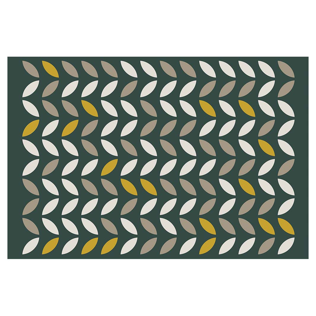 MODERN GREEN MINIMALISTIC SHAPE PATTERN RECTANGULAR RUG