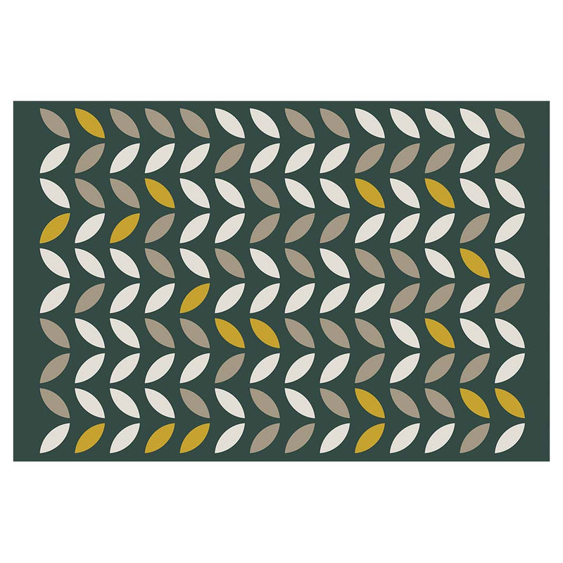 MODERN GREEN MINIMALISTIC SHAPE PATTERN RECTANGULAR RUG