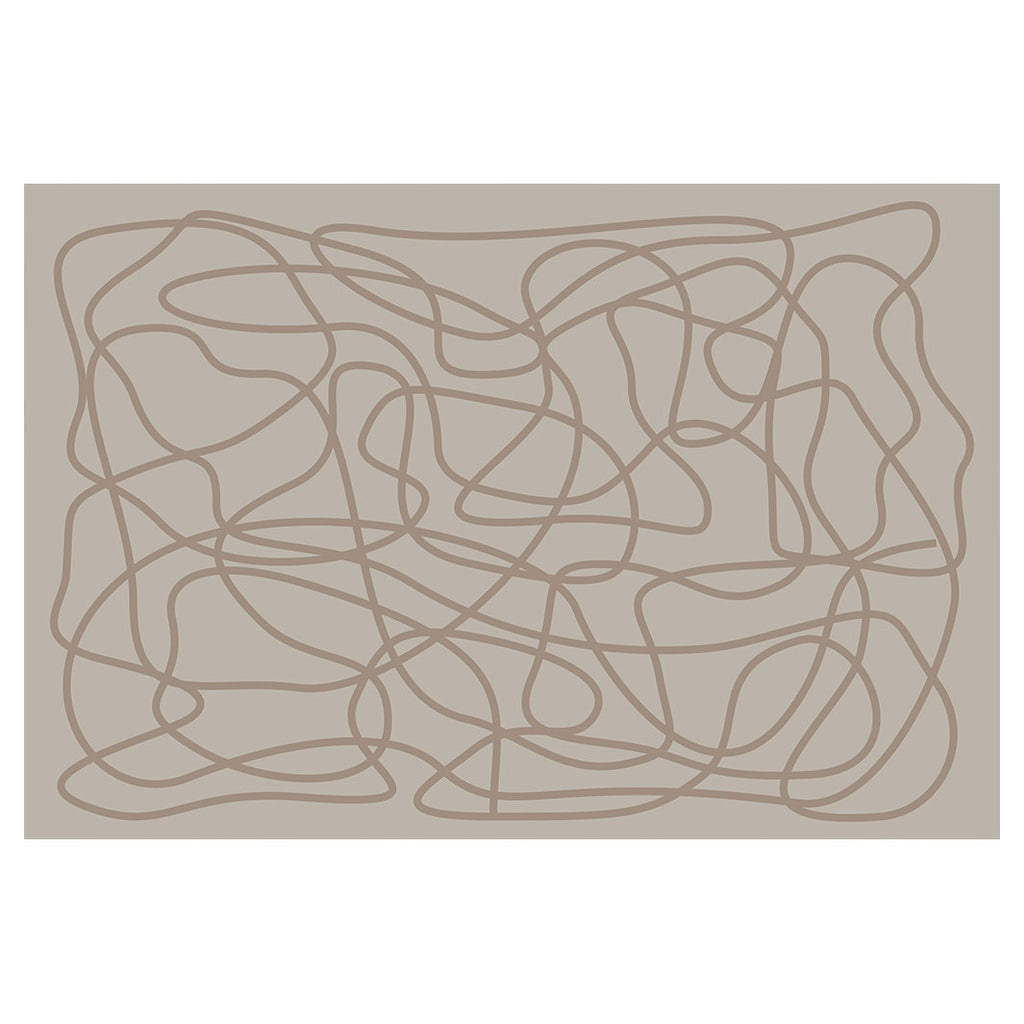 MODERN BROWN ABSTRACT SCRIBBLE LINE RECTANGULAR RUG