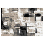 MODERN BLACK BEIGE PAINT STROKES RECTANGULAR RUG