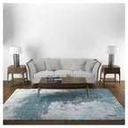 MODERN BLUE ABSTRACT VINTAGE TEXTURE RECTANGULAR RUG