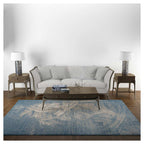 MODERN BLUE STROKE WEAVE RECTANGULAR RUG