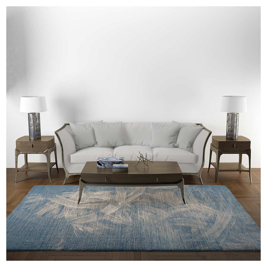 MODERN BLUE STROKE WEAVE RECTANGULAR RUG
