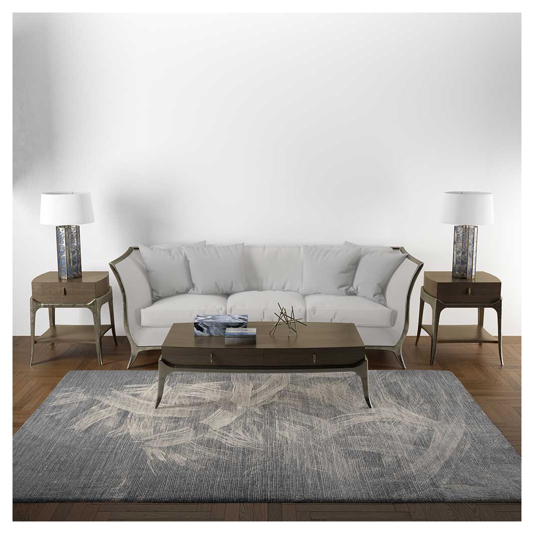 MODERN GREY STROKE WEAVE RECTANGULAR RUG