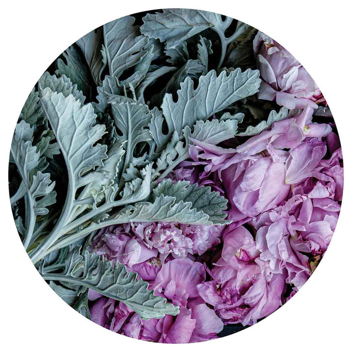 FLORAL SILVER LEAVES WITH PINK PEONIES SERVING BOARD