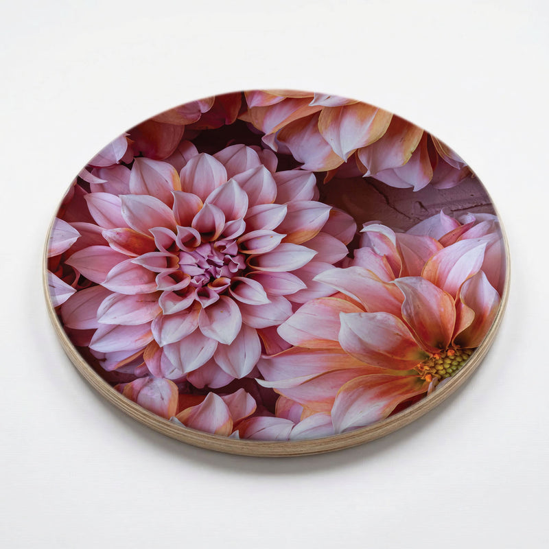 FLORAL PINK AND ORANGE DAHLIA FLOWERS CHEESEBOARD