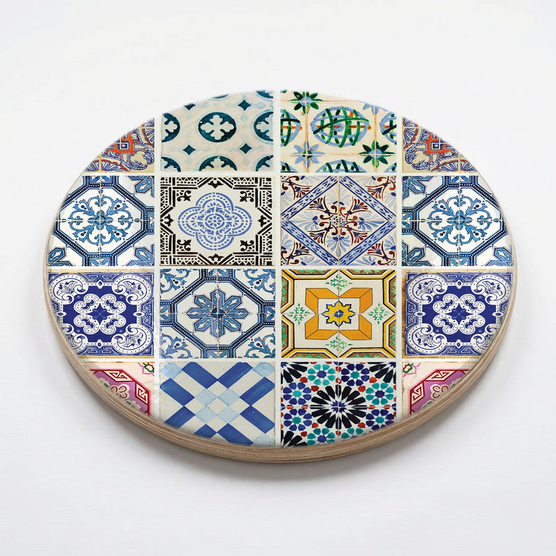 PATTERN BLUE COLOURFUL TILE CHEESEBOARD