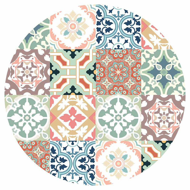 PATTERN TEAL AND ORANGE TILE CHEESEBOARD