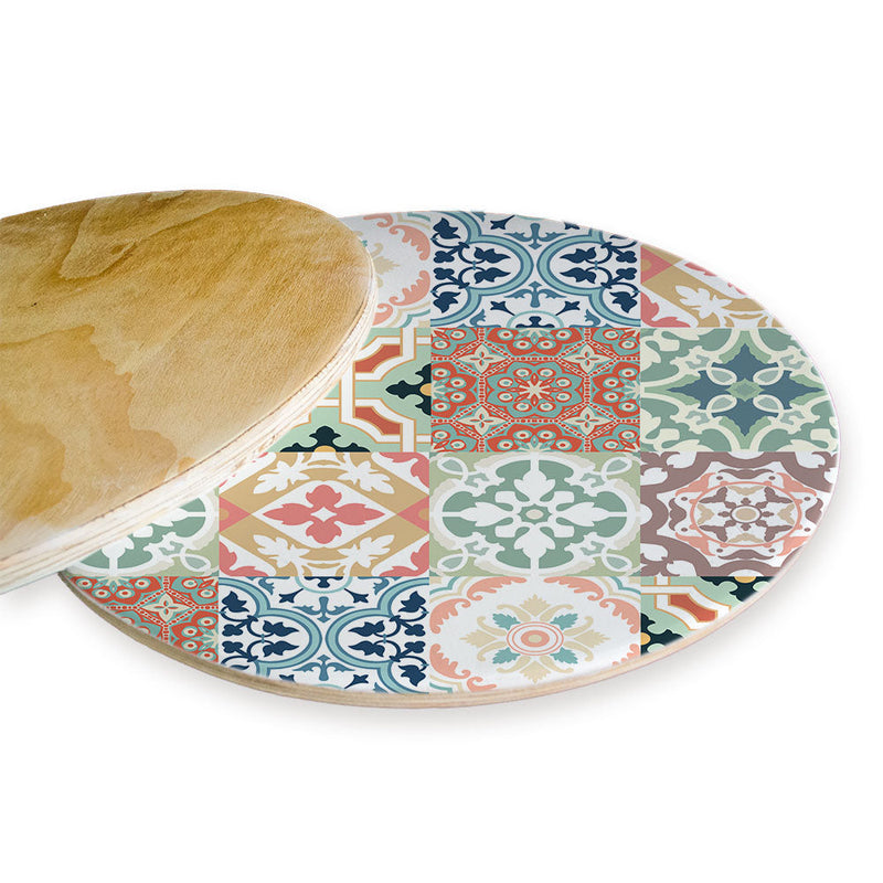 PATTERN TEAL AND ORANGE TILE CHEESEBOARD