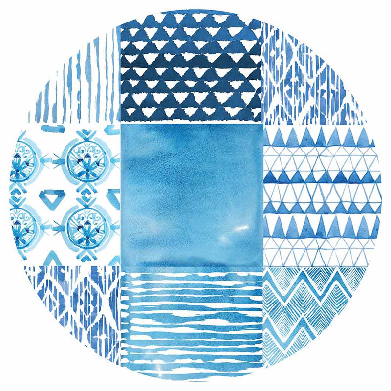 PATTERN BLUE WATERCOLOUR TILE CHEESEBOARD