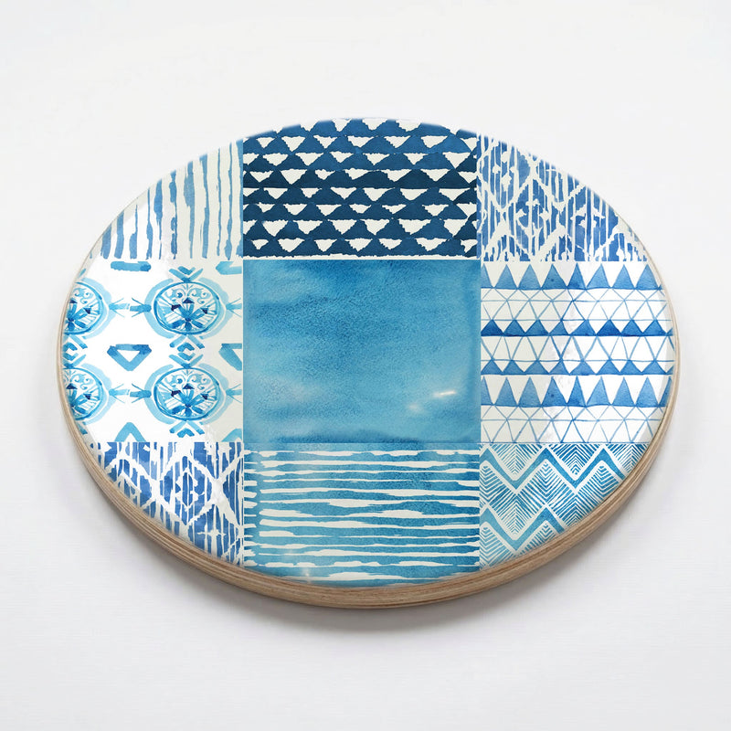 PATTERN BLUE WATERCOLOUR TILE CHEESEBOARD