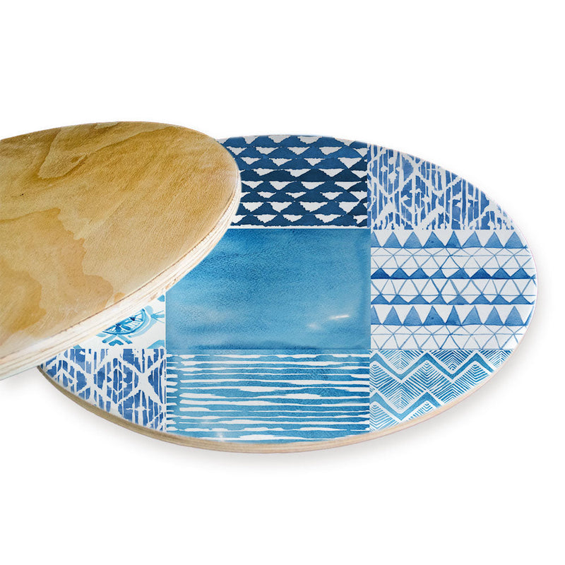 PATTERN BLUE WATERCOLOUR TILE CHEESEBOARD