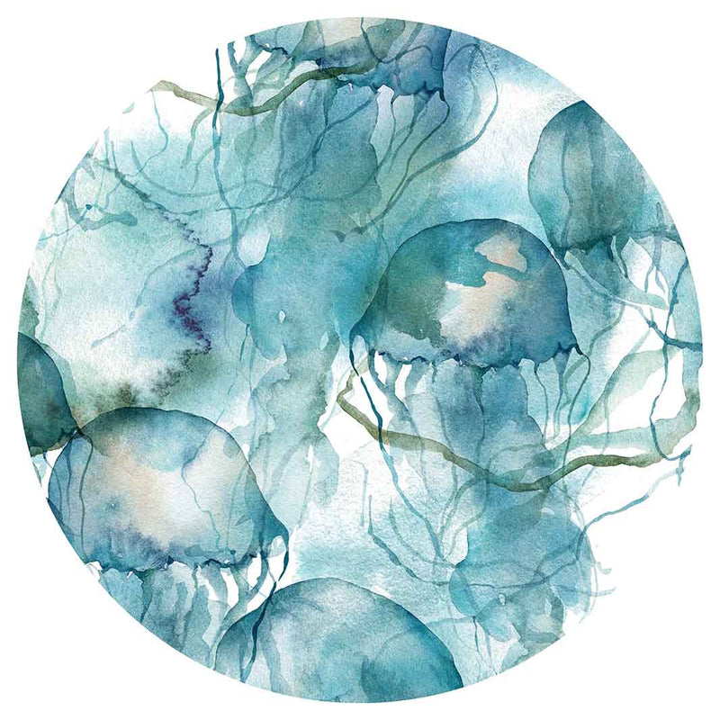 PATTERN BLUE OCEAN WATERCOLOUR JELLYFISH LAZY SUSAN