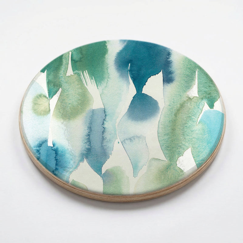 PATTERN BLUE AND GREEN WATERCOLOUR PAINT CHEESEBOARD