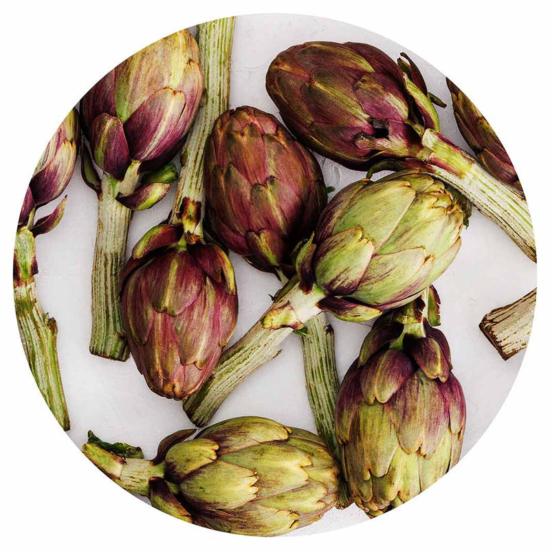 ARTICHOKE DEEP GREEN AND PURPLE ON WHITE LAZY SUSAN