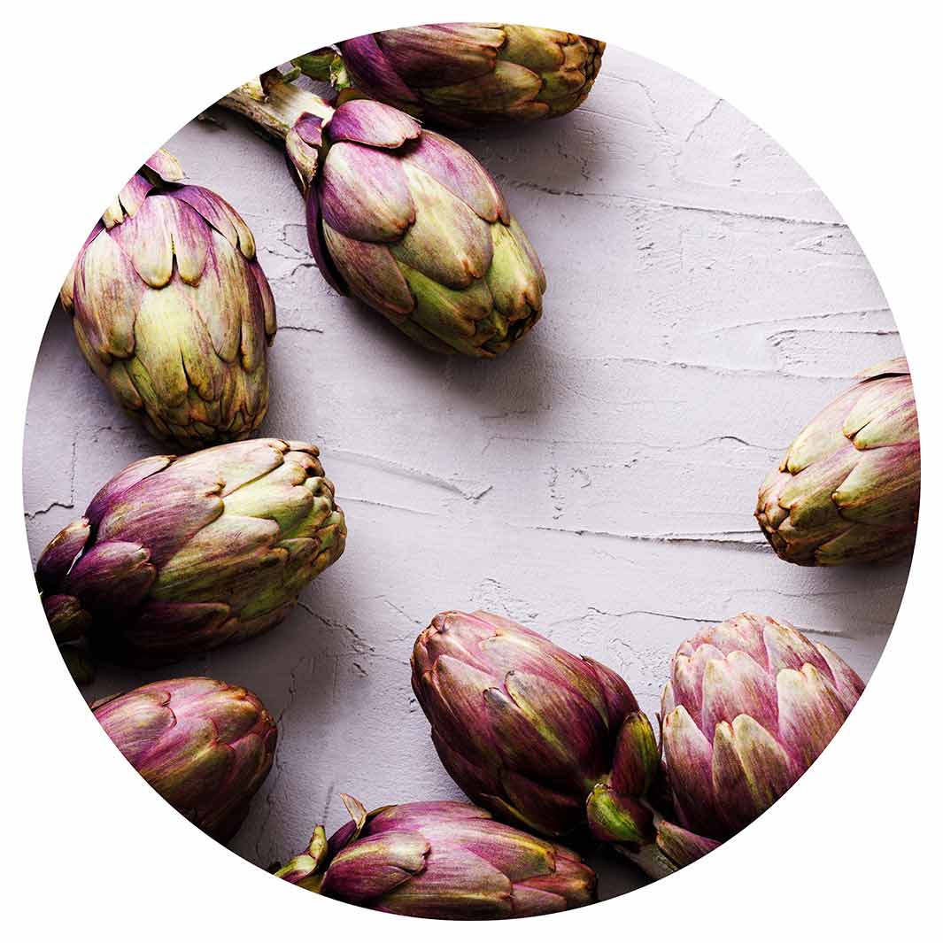ARTICHOKE DARK PURPLE ON GREY CHEESEBOARD