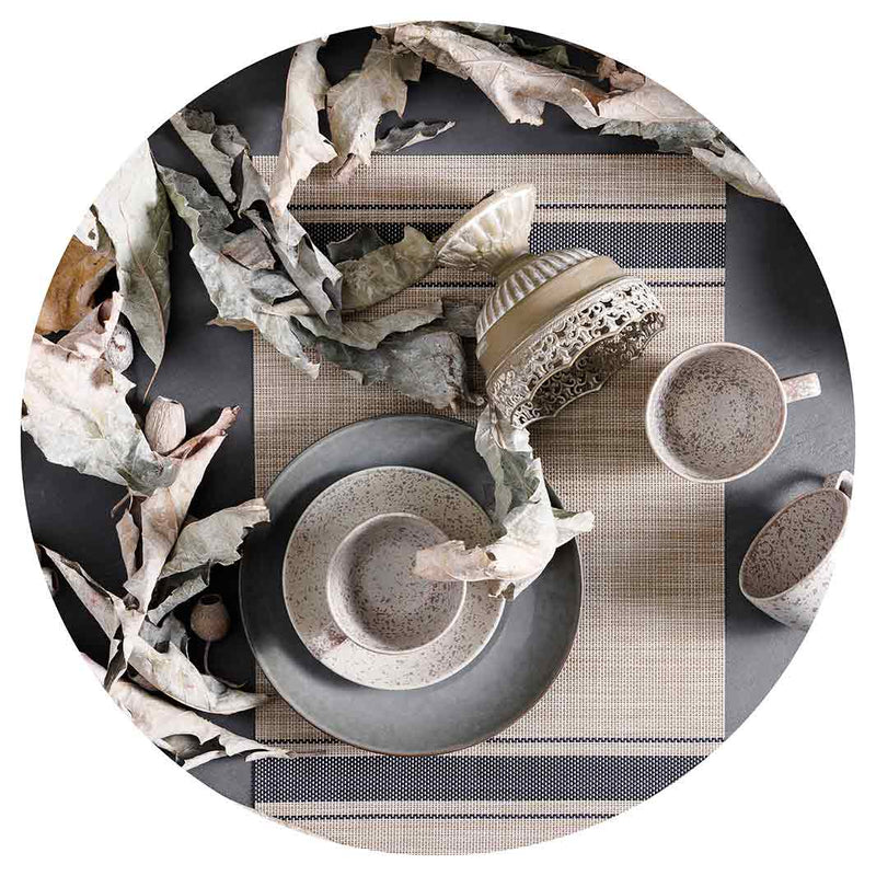 RUSTIC GREY STILL LIFE WITH LEAVES LAZY SUSAN