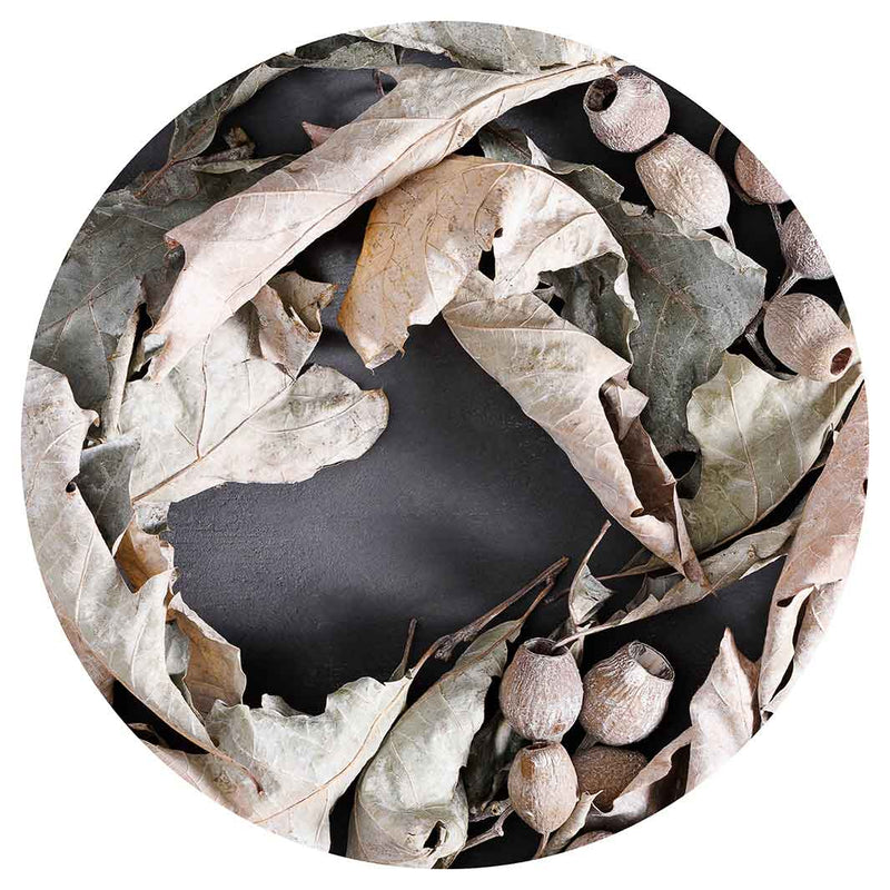 MONOCHROMATIC GREY LEAVES WREATH LAZY SUSAN