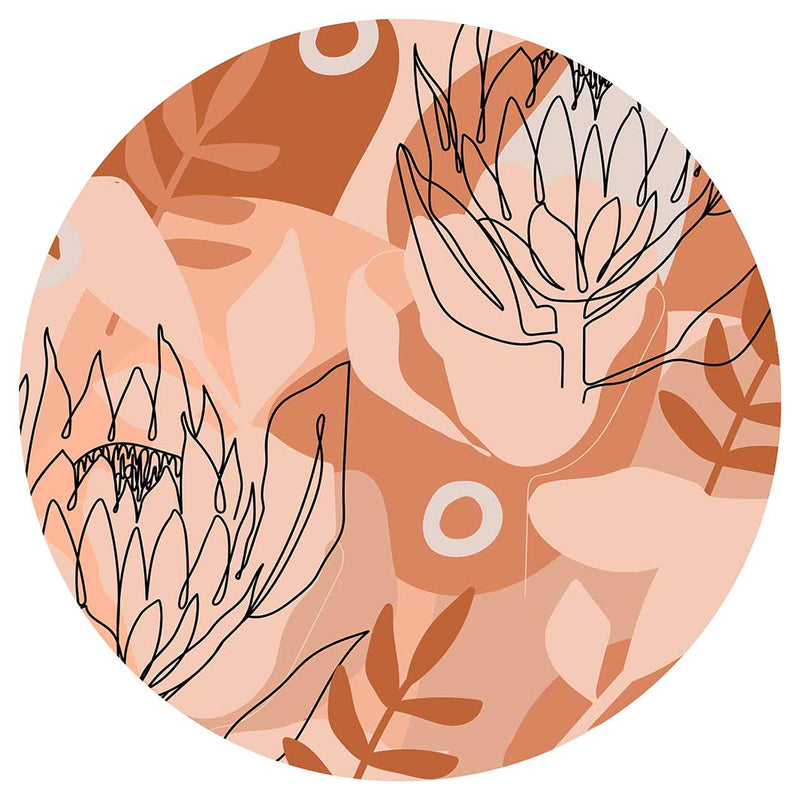 PROTEA LINE ART ON ABSTRACT NEUTRAL DESIGN LAZY SUSAN