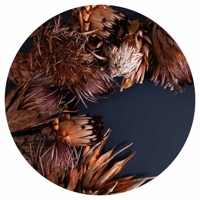 ROSE GOLD PROTEA ON DARK BLUE CHEESEBOARD