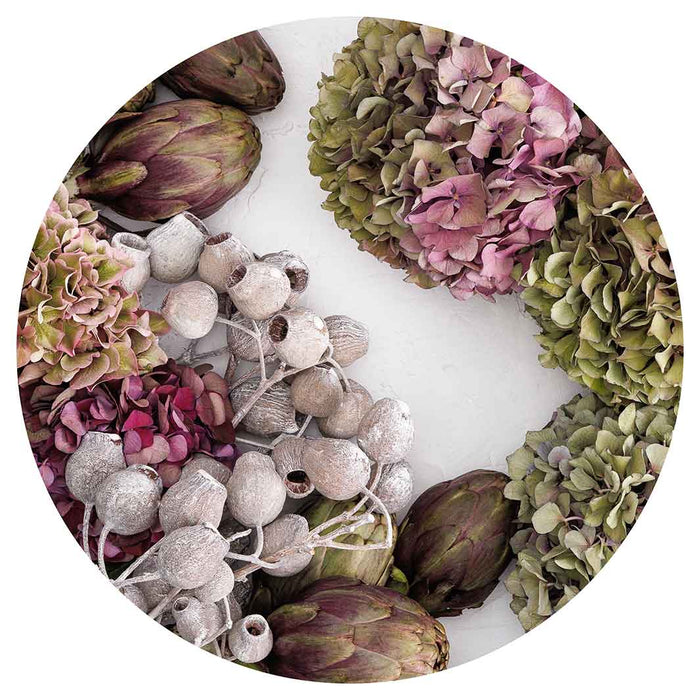 HYDRANGEA AND MUTED ARTICHOKES SERVING BOARD