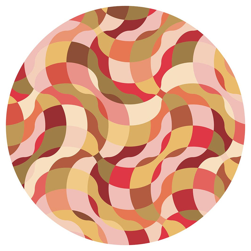 RETRO WAVE PATTERN PINKS AND MUSTARD LAZY SUSAN