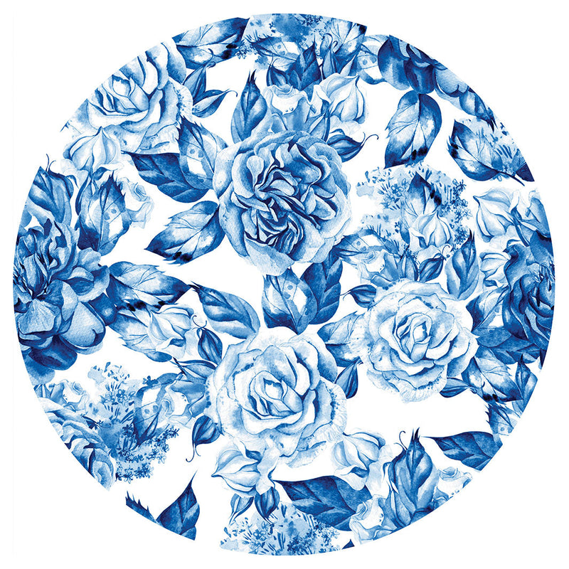 BLUE ROSE GARDEN ON WHITE CHEESEBOARD