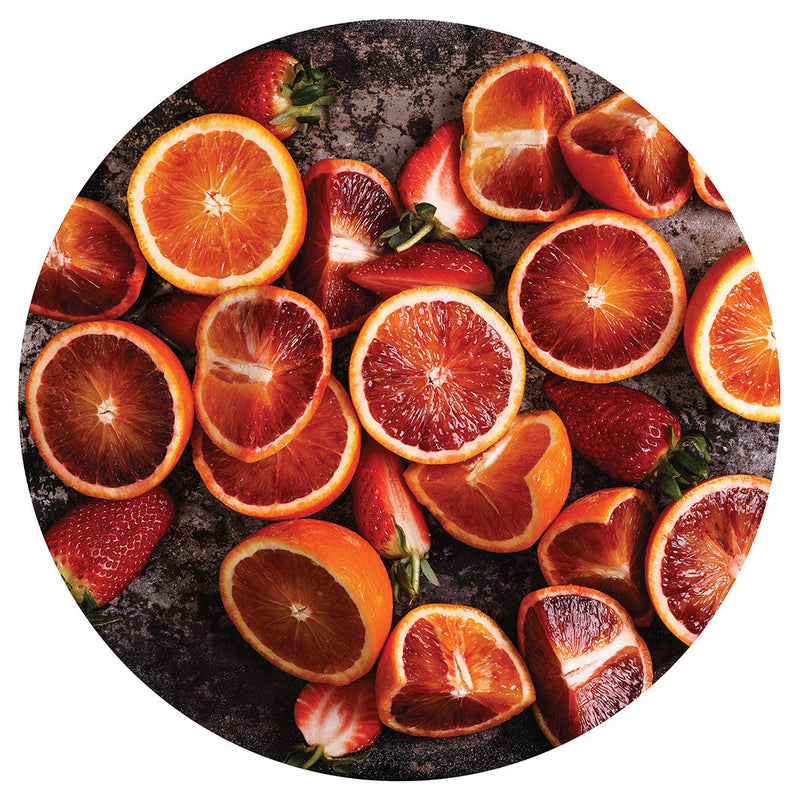 BLOOD ORANGES AND STRAWBERRIES ON RUSTIC TRAY CHEESEBOARD