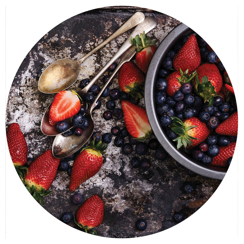 STRAWBERRIES AND BLUEBERRIES ON RUSTIC TRAY CHEESEBOARD