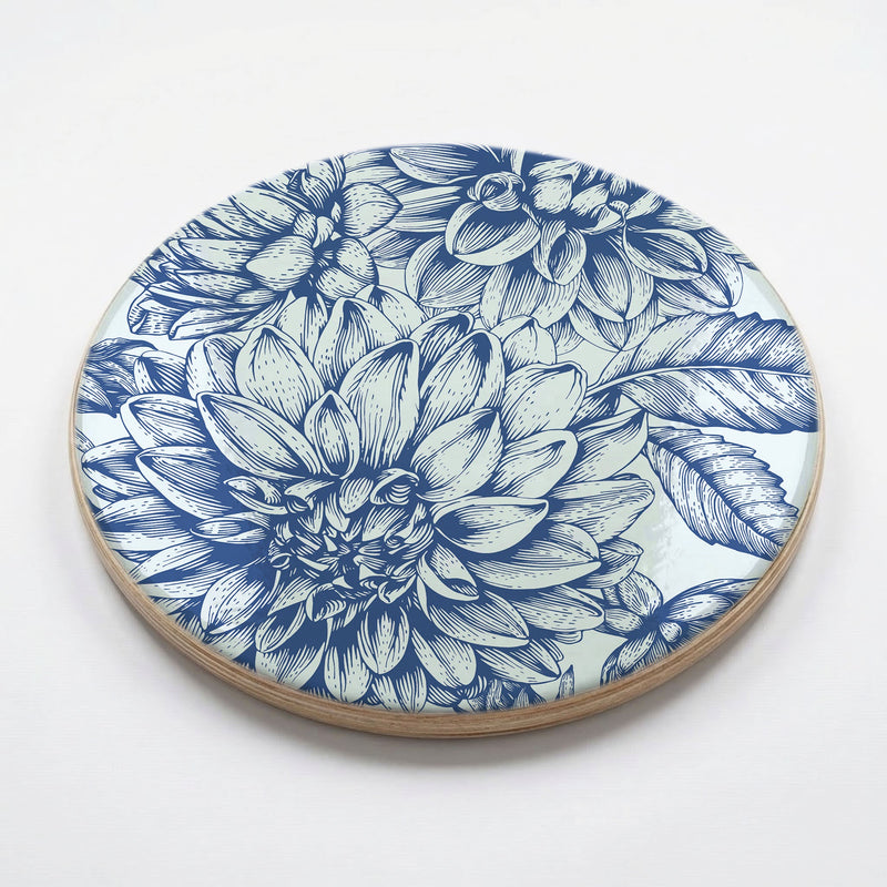 BLUE BOTANICAL LINE ART CHEESEBOARD