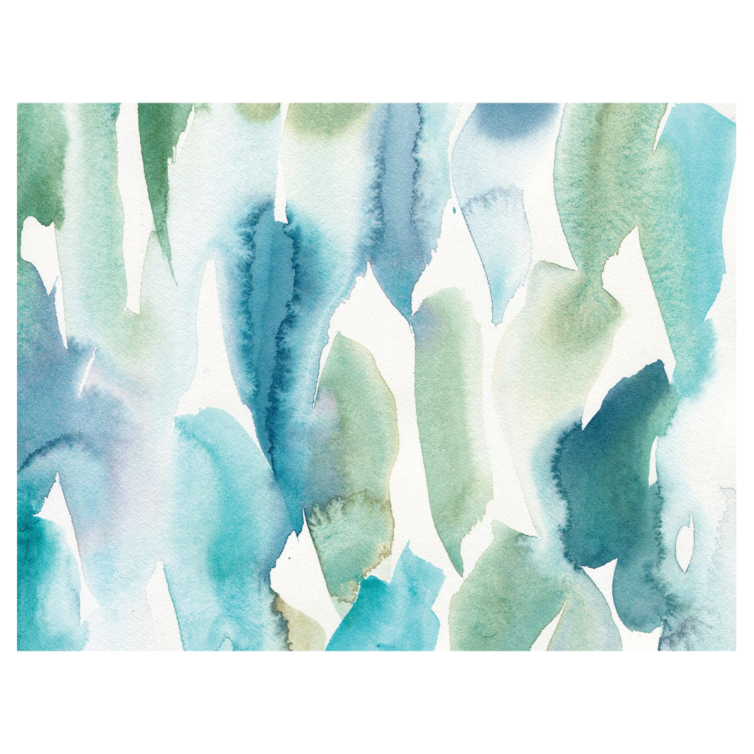 PATTERN BLUE AND GREEN WATERCOLOUR PAINT  SCATTER CUSHION