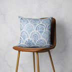 BLUE WATERCOLOUR SCALLOP PATTERN SCATTER CUSHION